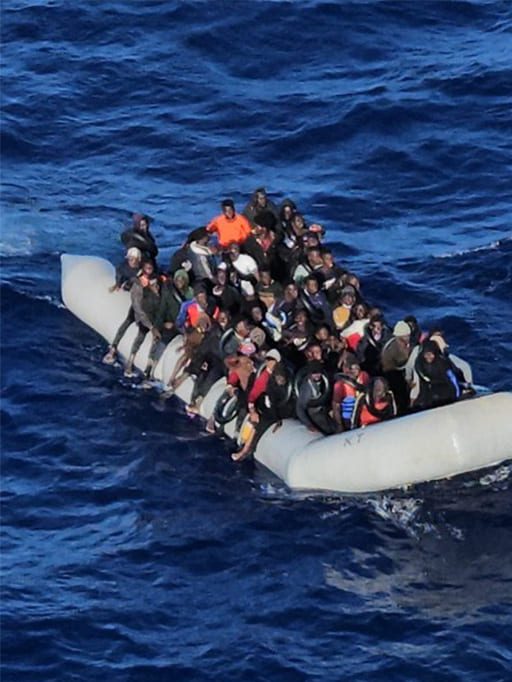 rescue operation of 67 people on boat