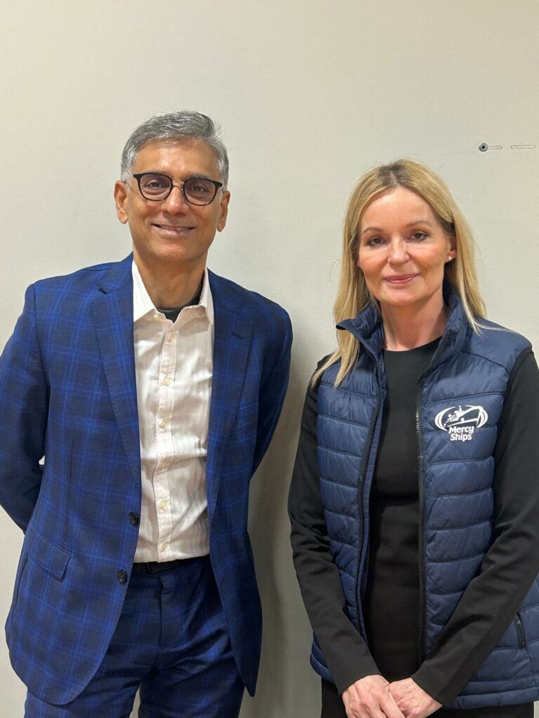 Captain Rajesh Unni, Founder and Chairman, Synergy Marine Group, with Charlotte Nørholm Dyhr, Secretary General of Mercy Ships Denmark