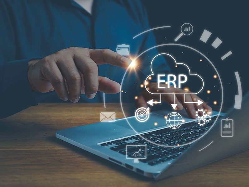 Maritime ERP interface visualised with user selecting dashboard options
