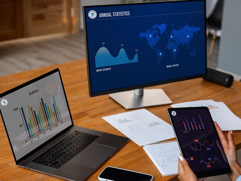 Ship management analytics being monitored across ERP mobile and desktop views