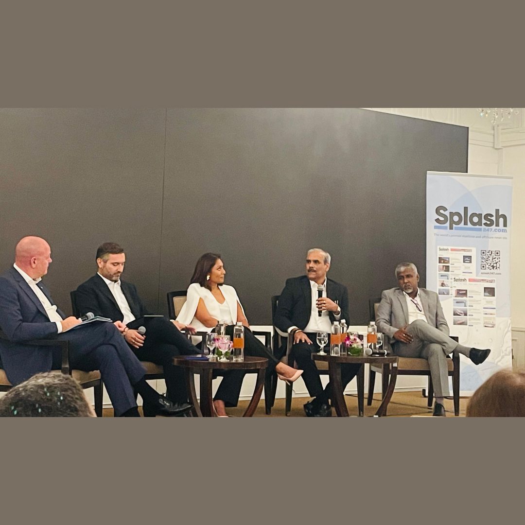 Synergy Marine Group Co-CEO Vikas Trivedi at the Maritime CEO Forum Singapore with leaders from Inmarsat, IBM Consulting, and CMB.TECH.