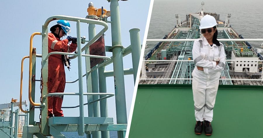 Deck Cadet Rhencel Marie Restoles conducting inspection and deck operations aboard