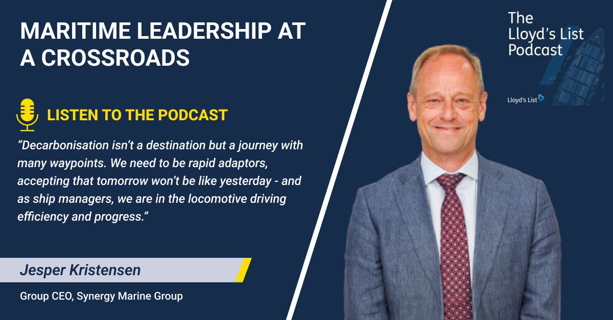 Jesper Kristensen, Group CEO of Synergy Marine Group, quoted on maritime leadership and decarbonisation.